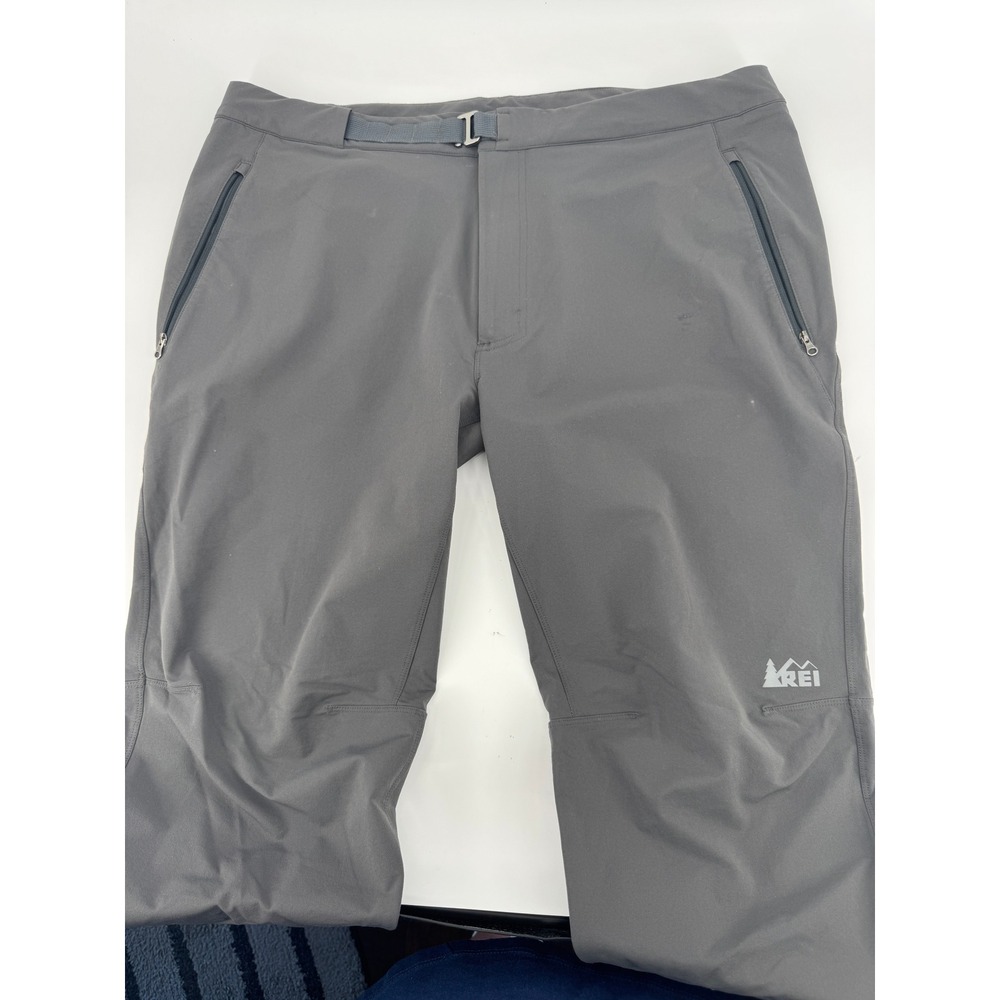 REI‎ Men's Gray Outdoor Hiking Pants Zip Pockets Belted Size 40W 30L